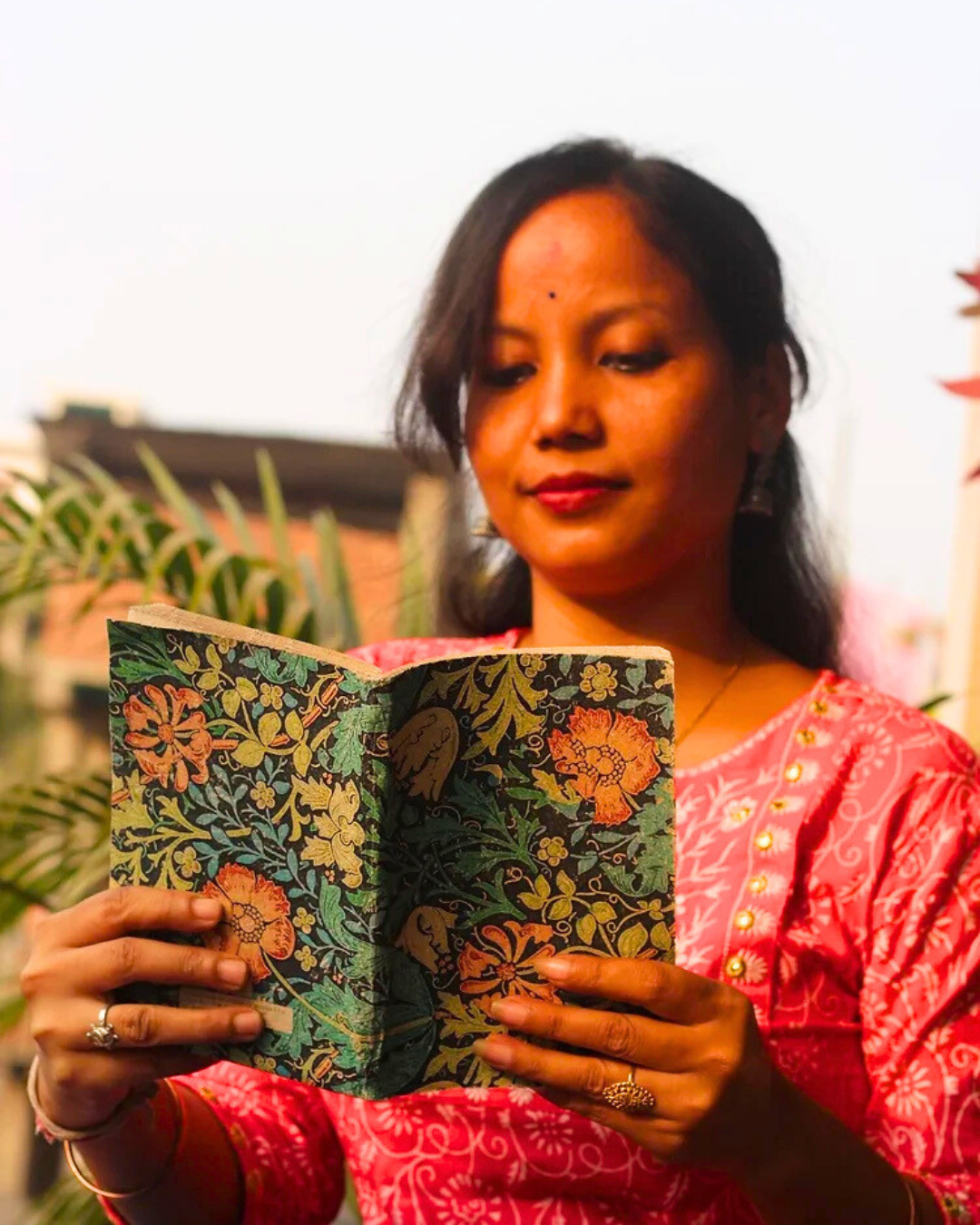 "Floral Print", Plain Journal, Handmade From Water Hyacinth