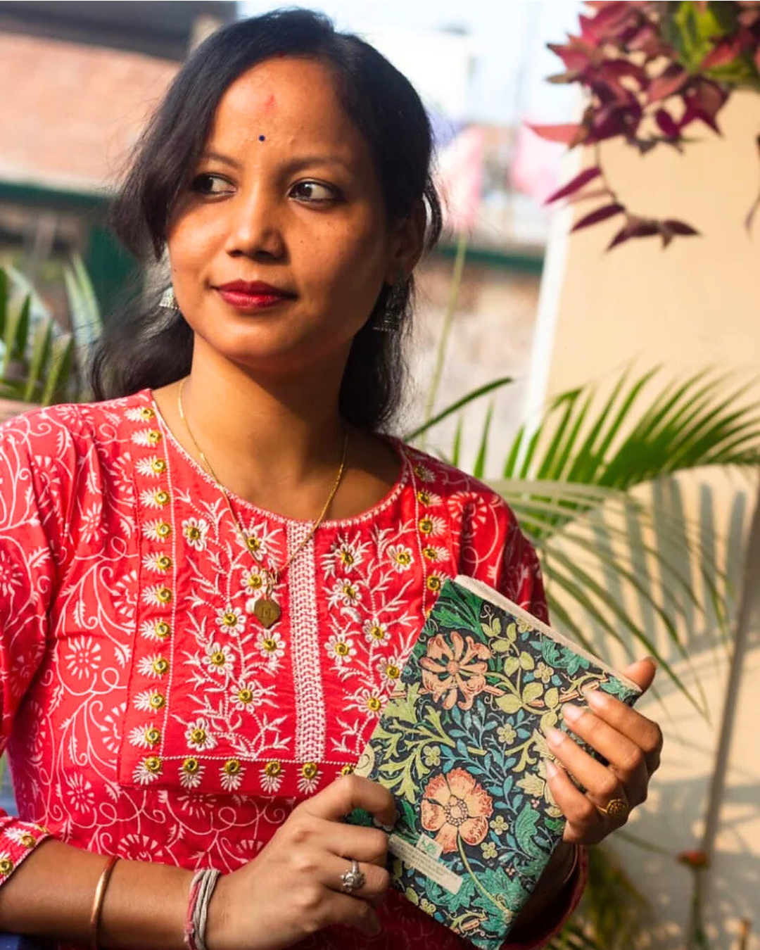 "Floral Print", Plain Journal, Handmade From Water Hyacinth