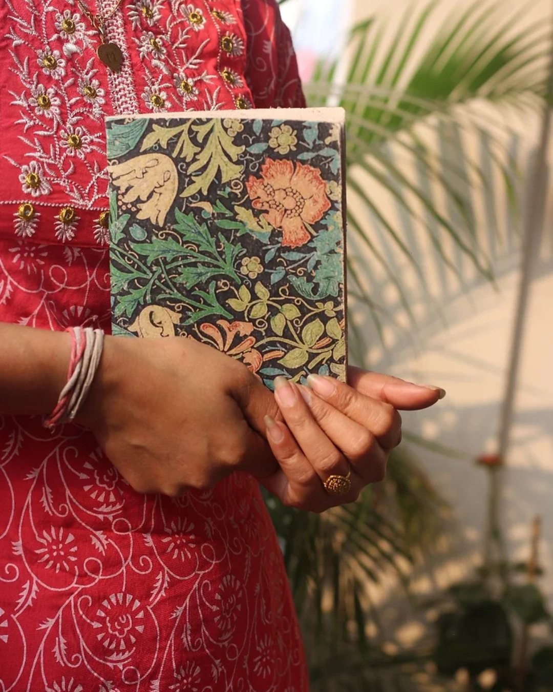 "Floral Print", Plain Journal, Handmade From Water Hyacinth