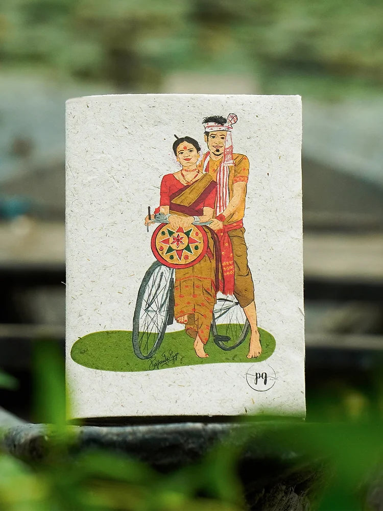 "Assamese Couple", Plain Journal, Handmade From Water Hyacinth