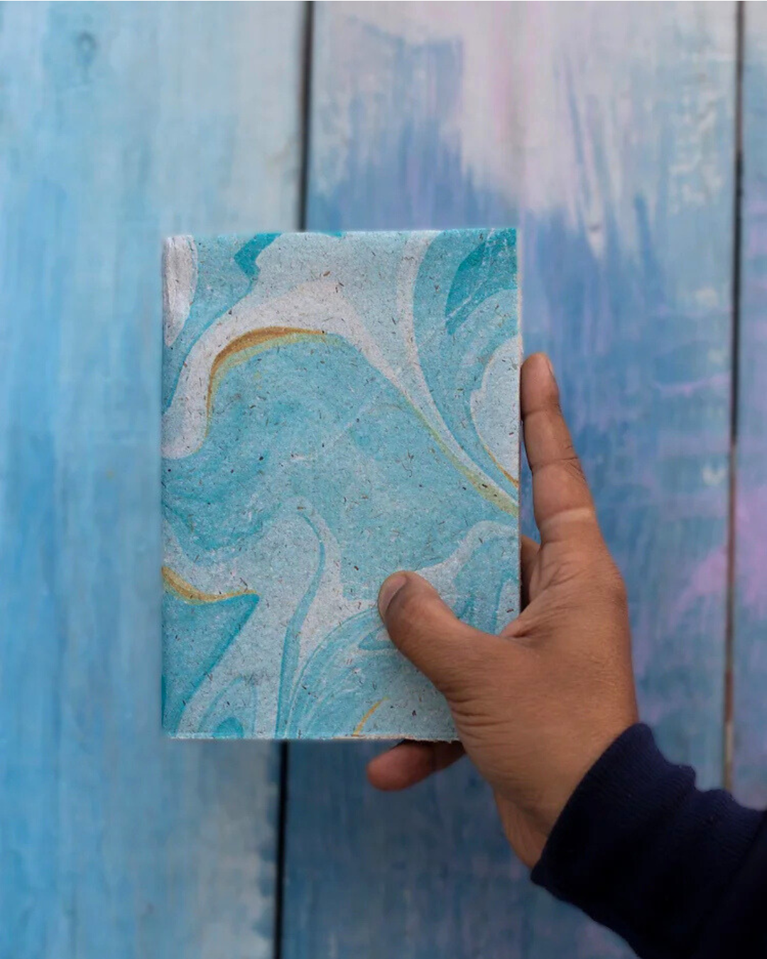 "Blue Swirls", Plain Journal, Handmade From Water Hyacinth