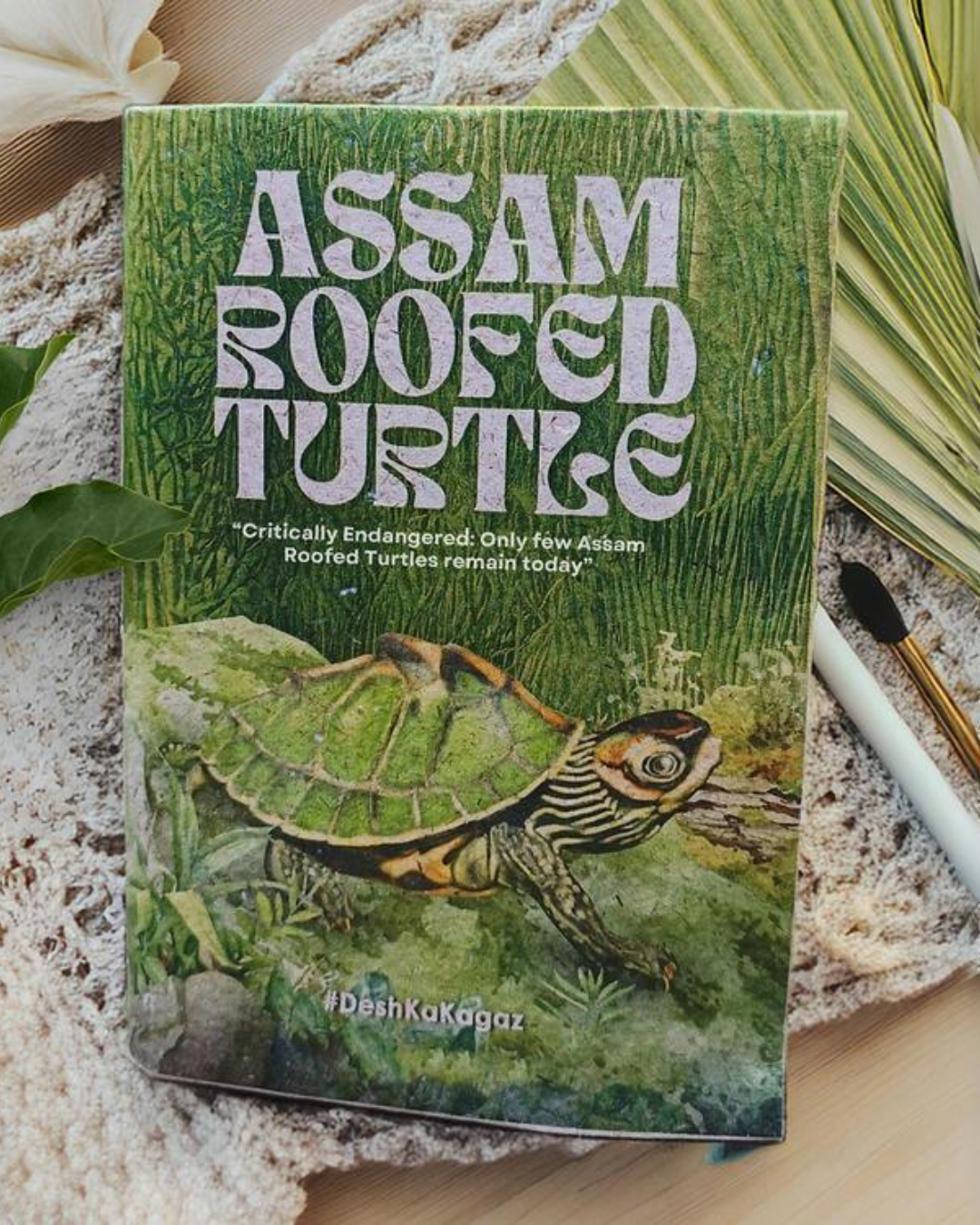 "Greater Adjutant Stork Print", Plain Journal, Handmade From Water Hyacinth