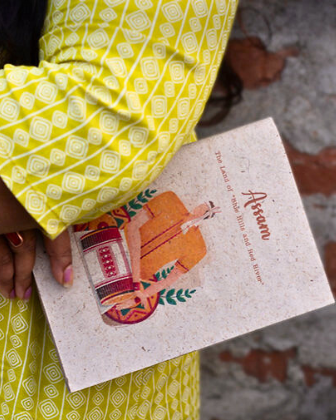 "(Dhulia) Assamese Print", Plain Journal, Handmade From Water Hyacinth