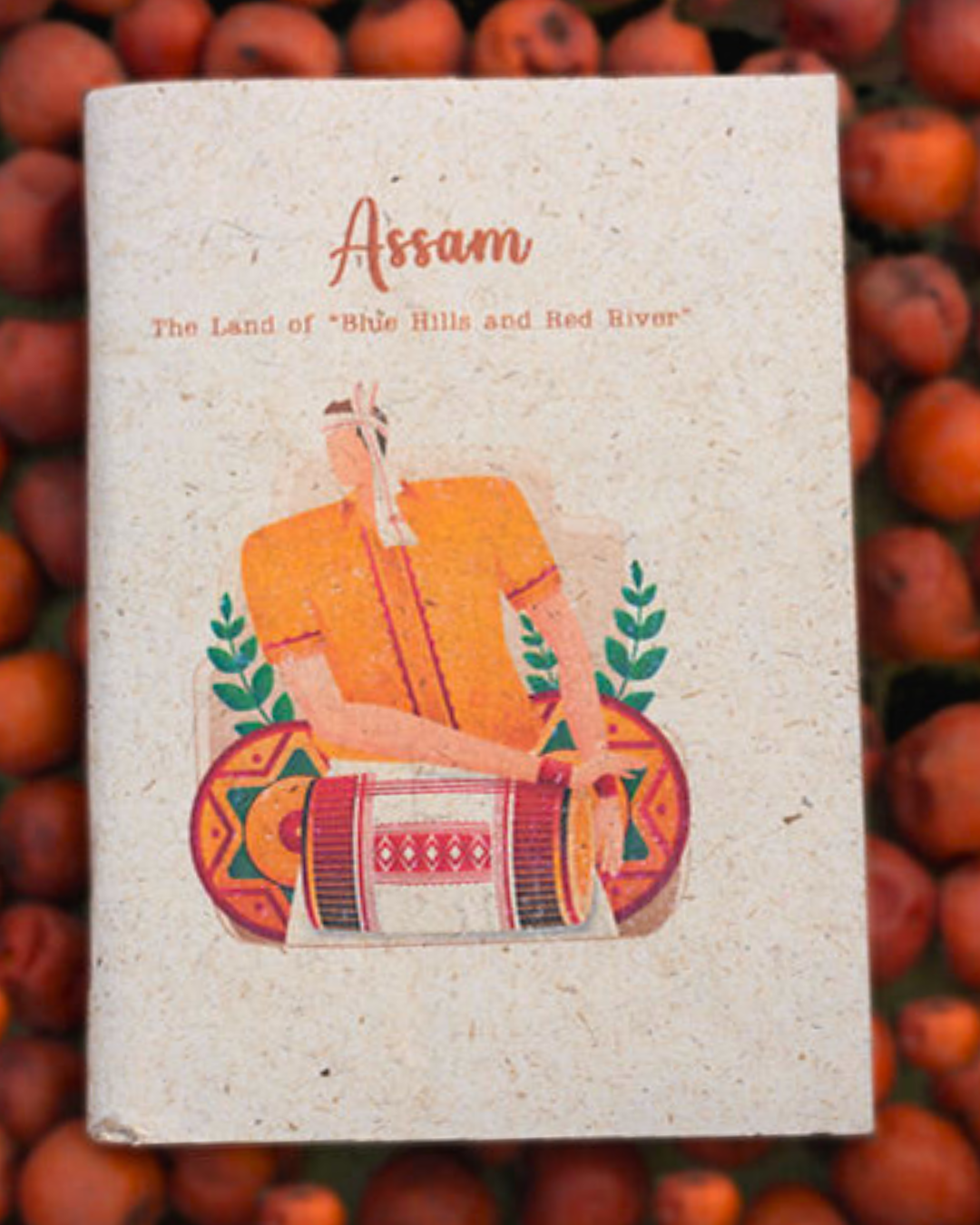 "(Dhulia) Assamese Print", Plain Journal, Handmade From Water Hyacinth