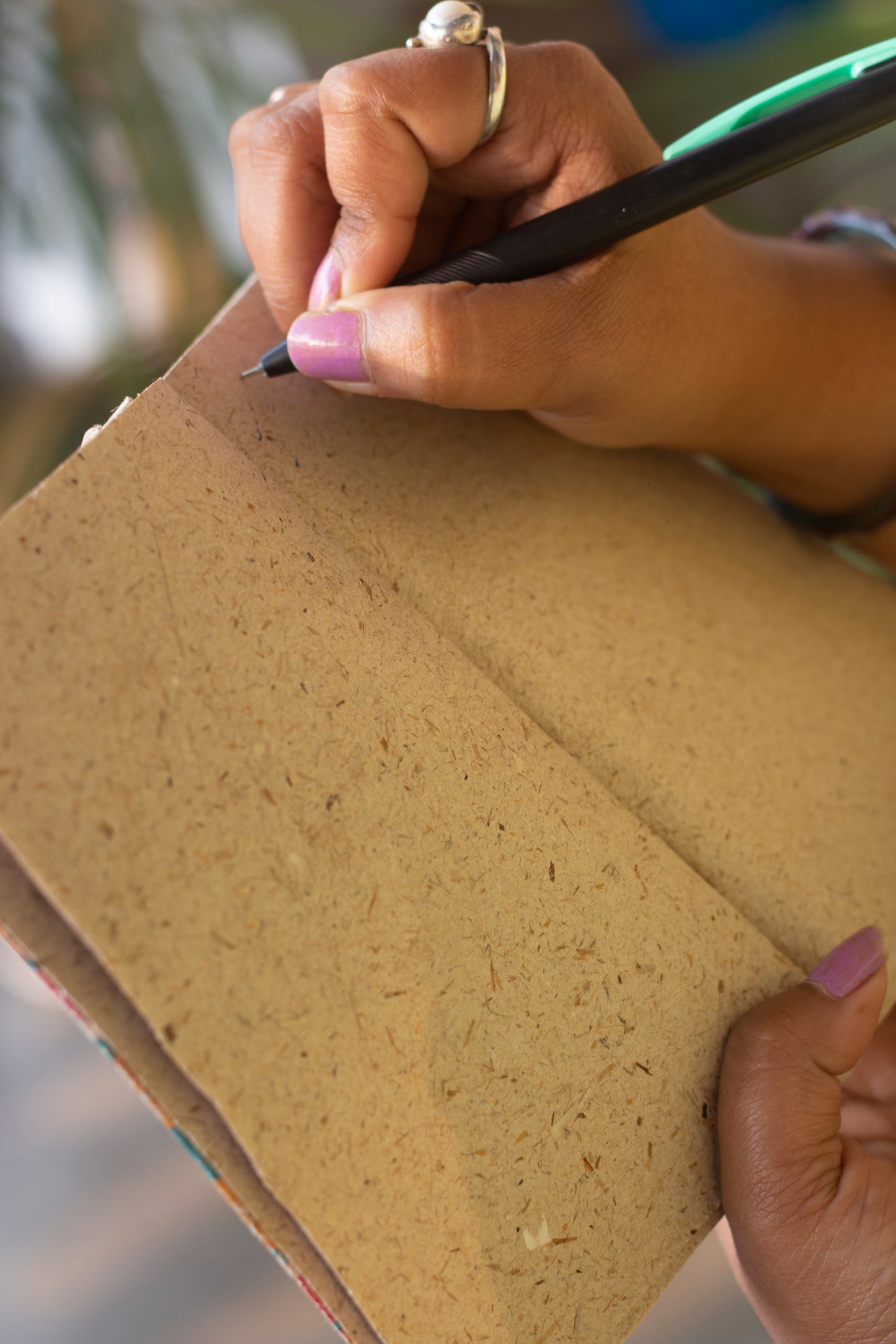 "(Dhulia) Assamese Print", Plain Journal, Handmade From Water Hyacinth